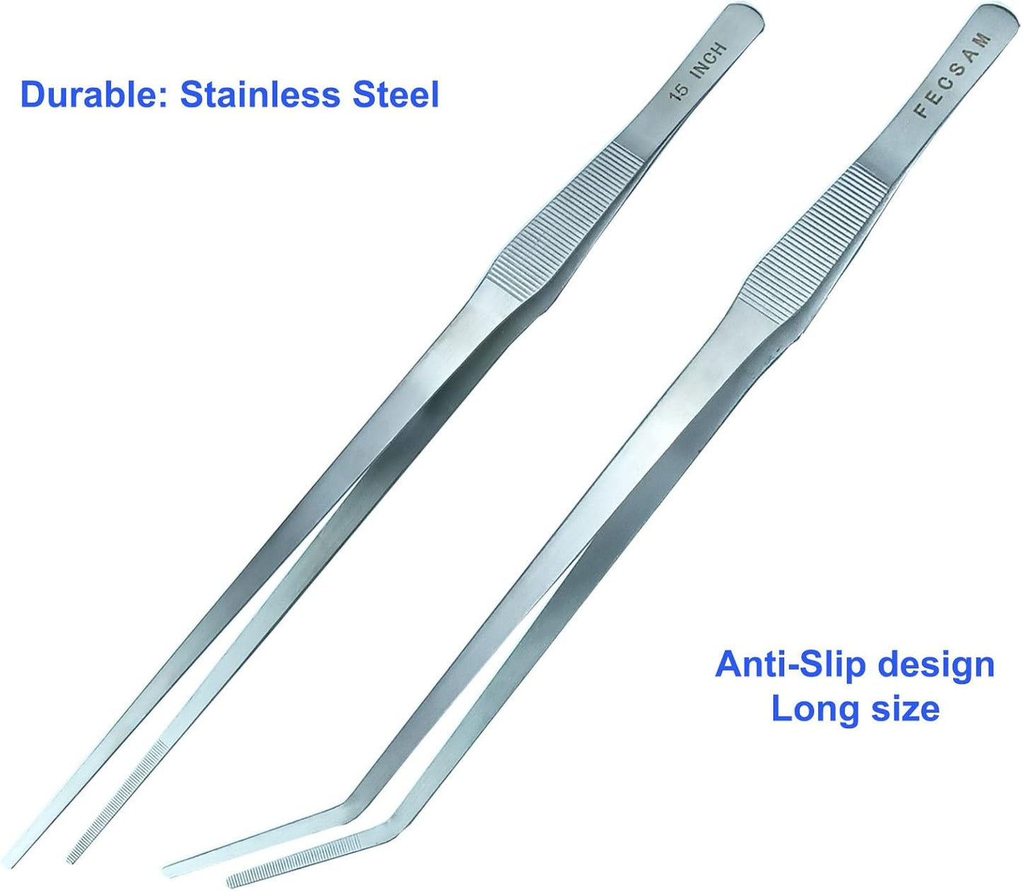 Aquarium Aquascape Tools Kit + Brush - 15 inch Stainless Steel Aquatic Tweezers/Feeding Tongs, Scissors, Spatula, Algae Scraper, Rake for Fish Tank Cleaning Scrubbing, Trimming, Terrarium Supplies