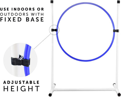 Better Sporting Dogs Agility Course Backyard Set - 7pc Indoor and Outdoor Agility Training Equipment for Dogs - 3 Jumps - 2 Tunnels with Sandbags - Weave Poles for Dog Obstacle Training