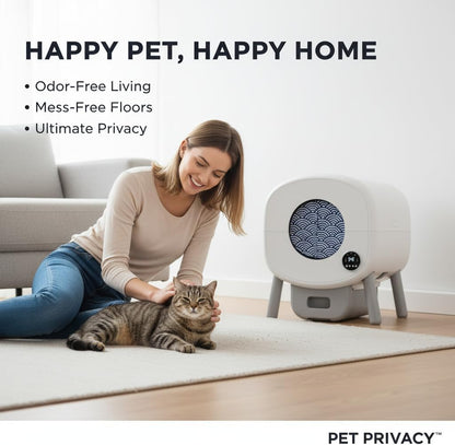 Smart Cat Litter Box Privacy Door - Odor & Tracking Control Curtain for Automatic Cat Litter Boxes - Fits 10-Inch Round Openings - Easy Installation, Keeps Home Fresh & Clean (WaveBlue)