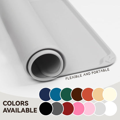 VIVAGLORY Dog Food Mat Flexmat Dog Bowl Mat, Placemat Food Tray with Raised Edges & Lip for Indoor Floor, Non Slip Waterproof Silicone Dish Placemat for Cat & Pet, S, Black