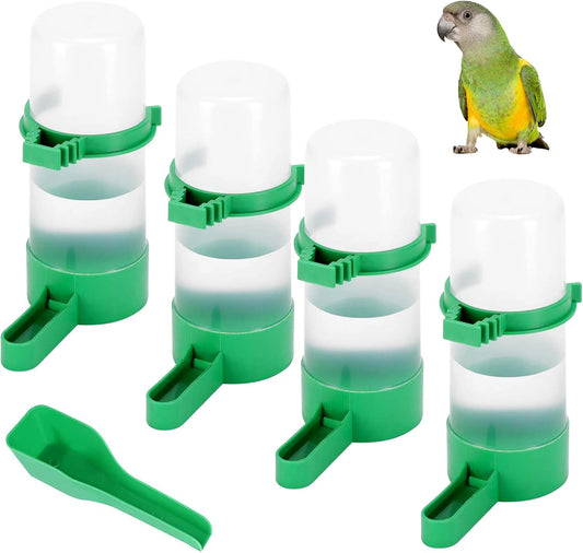 Bird Water Dispenser for Cage, 4pcs Water Bowl 140ml Automatic No Mess Gravity Feeder Watering Supplies for Pet Parrot, Parakeets, Cockatiel, Budgie Lovebirds and Other Birds