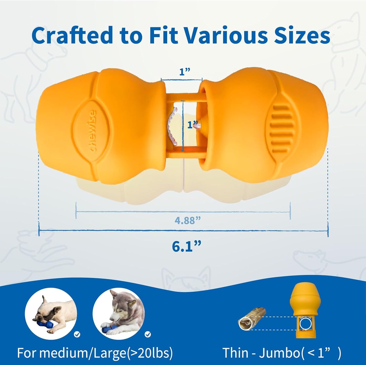 Chewise Bully Stick Holder, Improved Bully Sticks Holder, Ultimate Secure Heavy Duty, BPA-Free Safety Device to Prevent Choking, Fits Various Bully Sticks and Dog Sizes