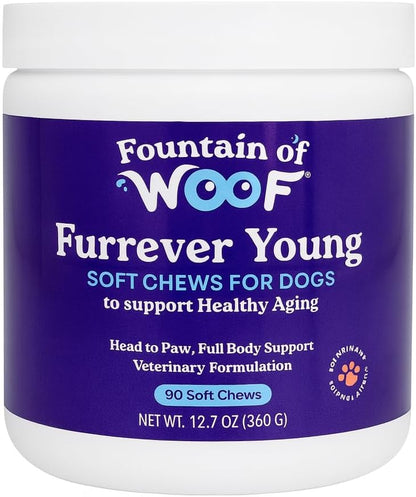 Furrever Young Soft Chews – Senior Dog Healthy Aging Supplement with Antioxidants for Mobility, Immune Health & Cognitive Support – Natural Senilife Alternative (90 Count)