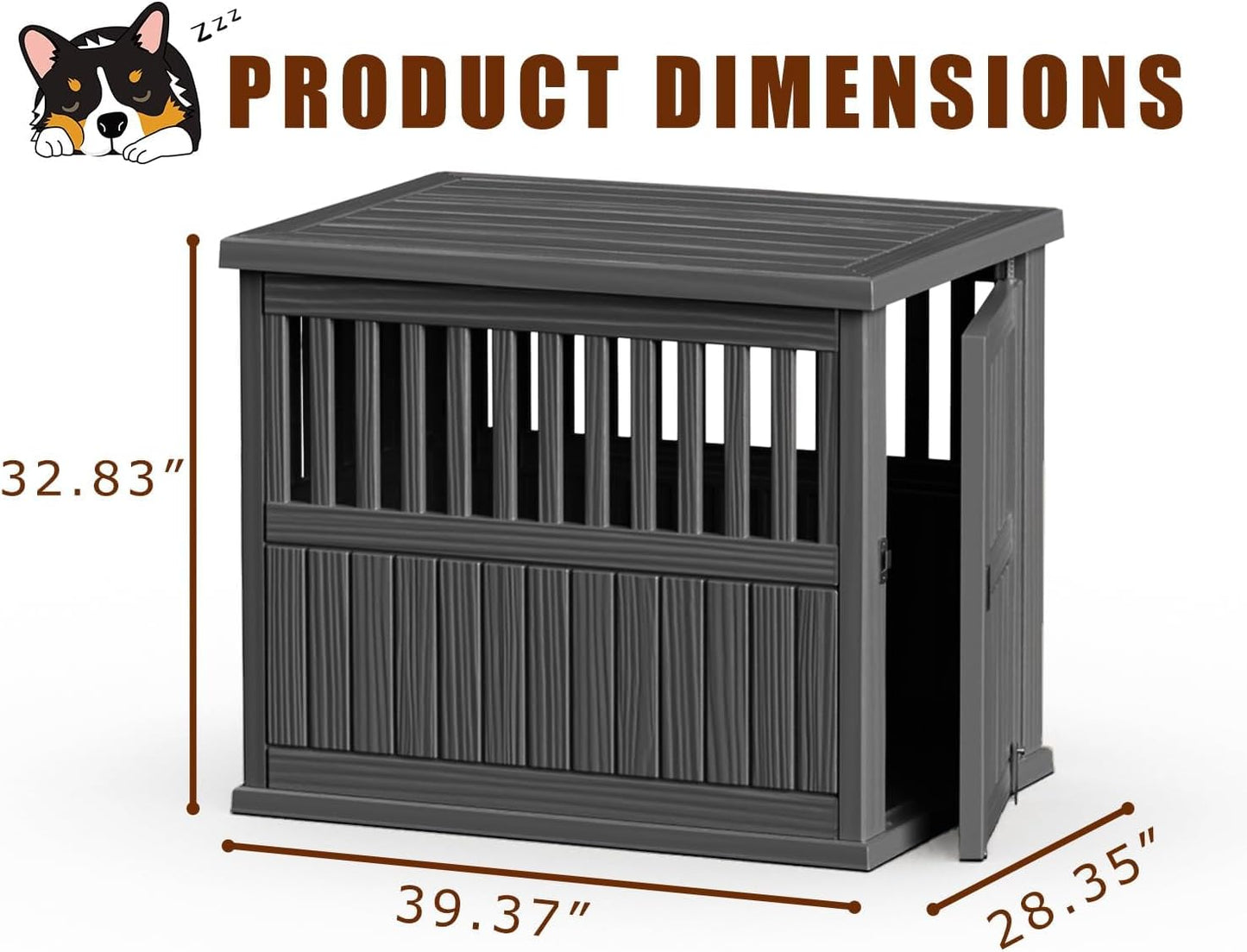 42 Inch Dog Crate Furniture Lockable Dog Kennel Indoor for Large Dogs and Medium Heavy Duty Pet Crate Decorative Pet Cage End Table, Black