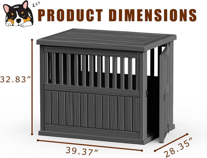 42 Inch Dog Crate Furniture Lockable Dog Kennel Indoor for Large Dogs and Medium Heavy Duty Pet Crate Decorative Pet Cage End Table, Black