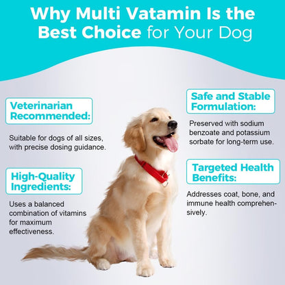 Pets Comprehensive Multi-Vitamin Suspension for Dogs - 240mL | Supports Skin, Coat, Bone & Immune Health | Boosts Vitality with Easy Liquid Dosing