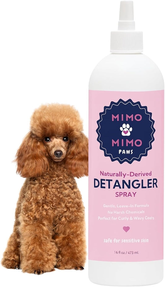 Naturally-Derived Dog Detangler Spray, Leave-in Conditioner for Mat & Tangle Removal, Hydrating Conditioning, Easy Brush, for Curly, Wavy, Long Coats, Sensitive Skin, Made in USA, 16oz