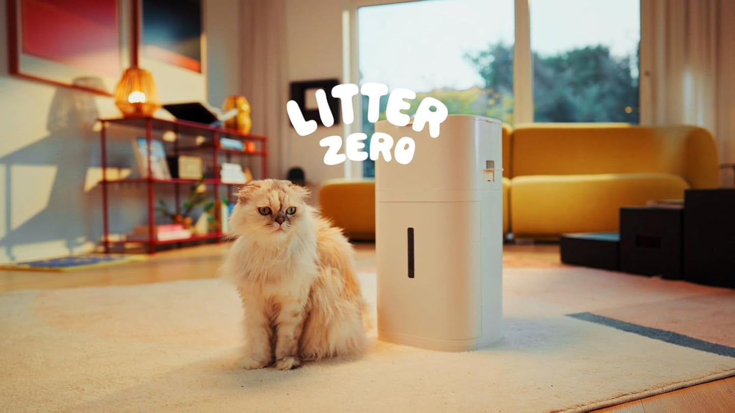 Litter Zero Premium Cat Litter Disposal System, White, Smart Waste Management Bin with Standard Refill, 7-Layer Odor Lock Technology, Made in Korea (1)