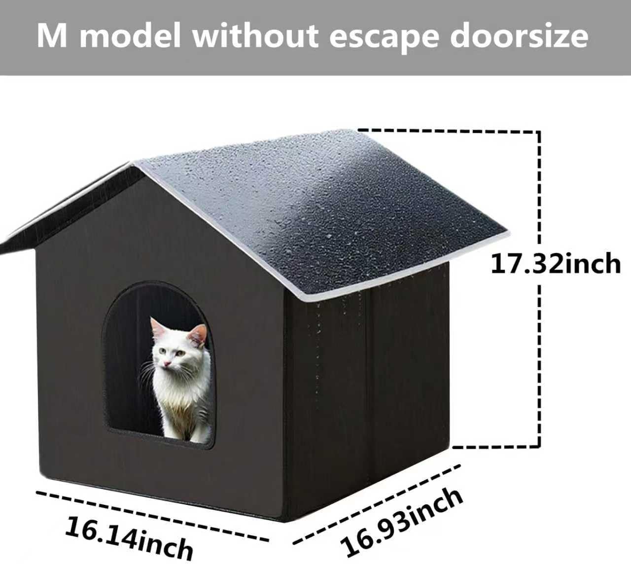 Outdoor Pet Shelter, Waterproof Portable Cat House, Collapsible Indoor Kennel with Window for Small Dogs, Rabbits, Cats (Black, M Model Without Escape Door)