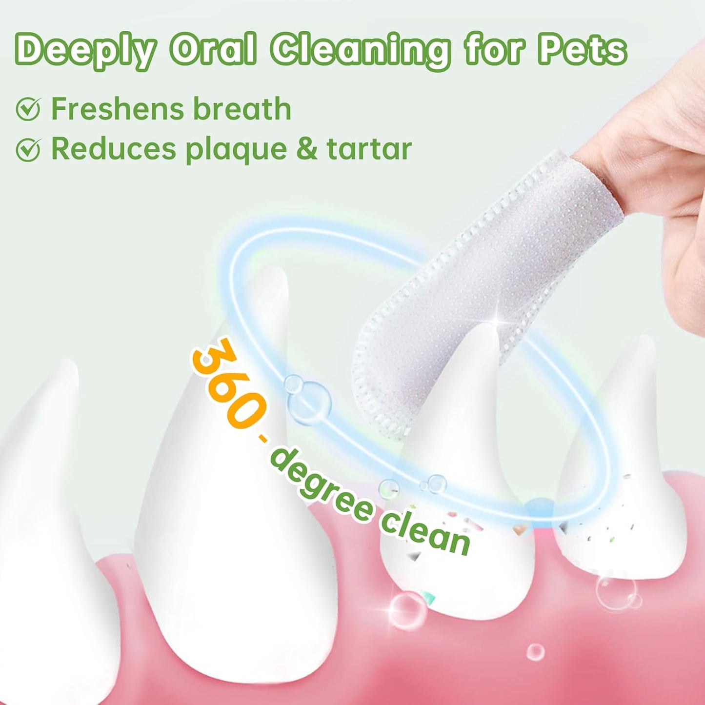 Teeth Cleaning for Dogs & Cats - Dental Care Finger Wipes to Remove Bad Breath - Dog Tooth Brushing Kit - Cat Toothbrush Plaque and Tartar Remover - 50 Count