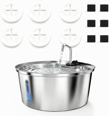 Dog Water Fountain Stainless Steel & 6 Pcs Fountain Filters