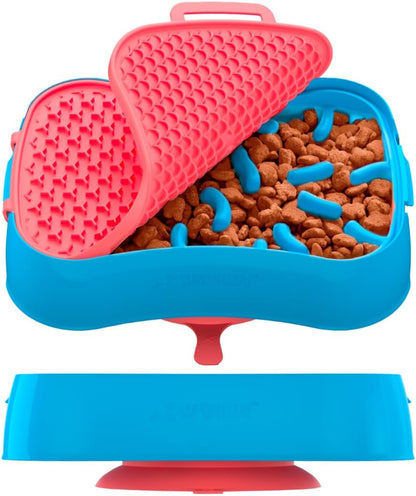 4-in-1 Slow Feeder Dog Bowl with Lick Mat – BPA-Free, Food Grade Silicone, Large Capacity for Large Dogs