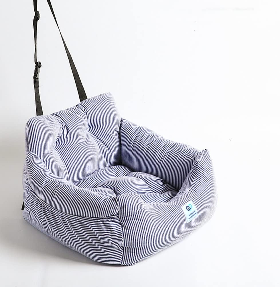 Aidou Dog Booster Seat for Small to Large Dogs & Cats, Pet Travel Safety Seat with Storage & Dual-use Car & Home Bed (Small Blue)