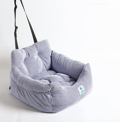 Aidou Dog Booster Seat for Small to Large Dogs & Cats, Pet Travel Safety Seat with Storage & Dual-use Car & Home Bed (Small Blue)