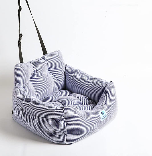 Aidou Dog Booster Seat for Small to Large Dogs & Cats, Pet Travel Safety Seat with Storage & Dual-use Car & Home Bed (Small Blue)