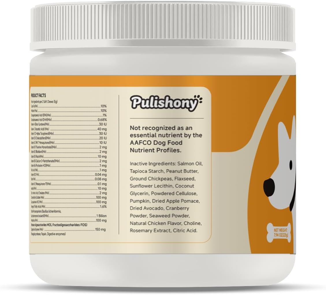 Multivitamin Treats for Dogs - Glucosamine Chondroitin for Joint Support + Digestive Enzymes & Probiotics - Grain Free Dog Vitamin for Skin & Coat + Immune Health+Liver Health - Chicken Flavor - 90ct