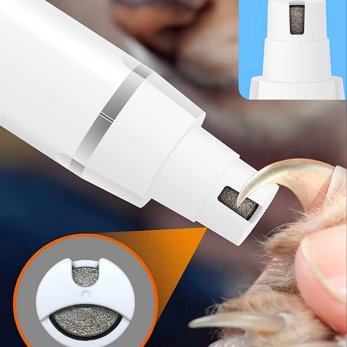 Dog Clippers Grooming Kit Hair Clipper-Low Noise Paw Trimmer- Rechargeable - Cordless Electric Quiet Nail Grinder Shaver for Cats and Other Pets (White)