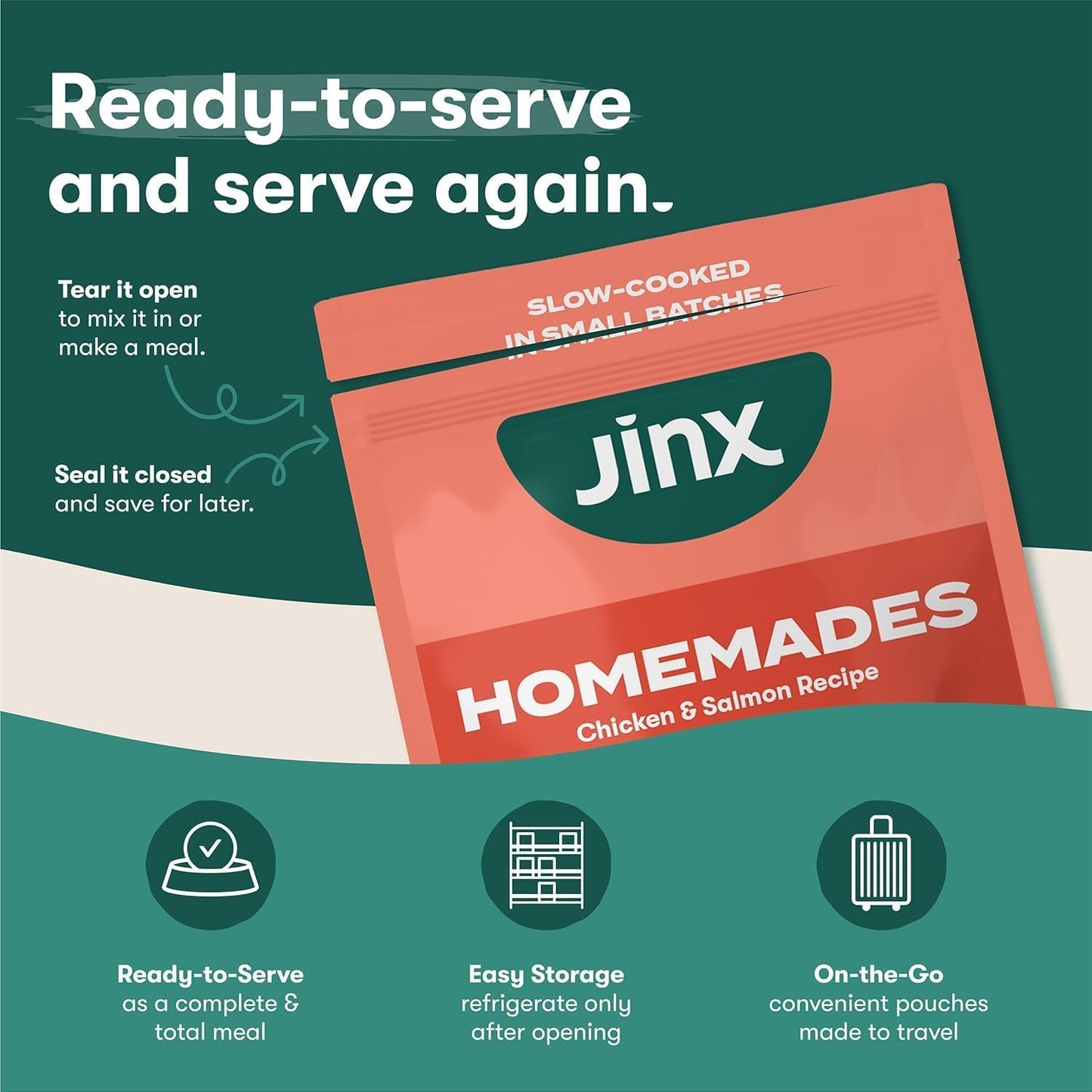 Jinx Dog Food Bundle - 11.5lb Salmon Dry Dog Food, 6-Pack Homemades Salmon Wet Topper & 3oz Freeze-Dried Meal Topper