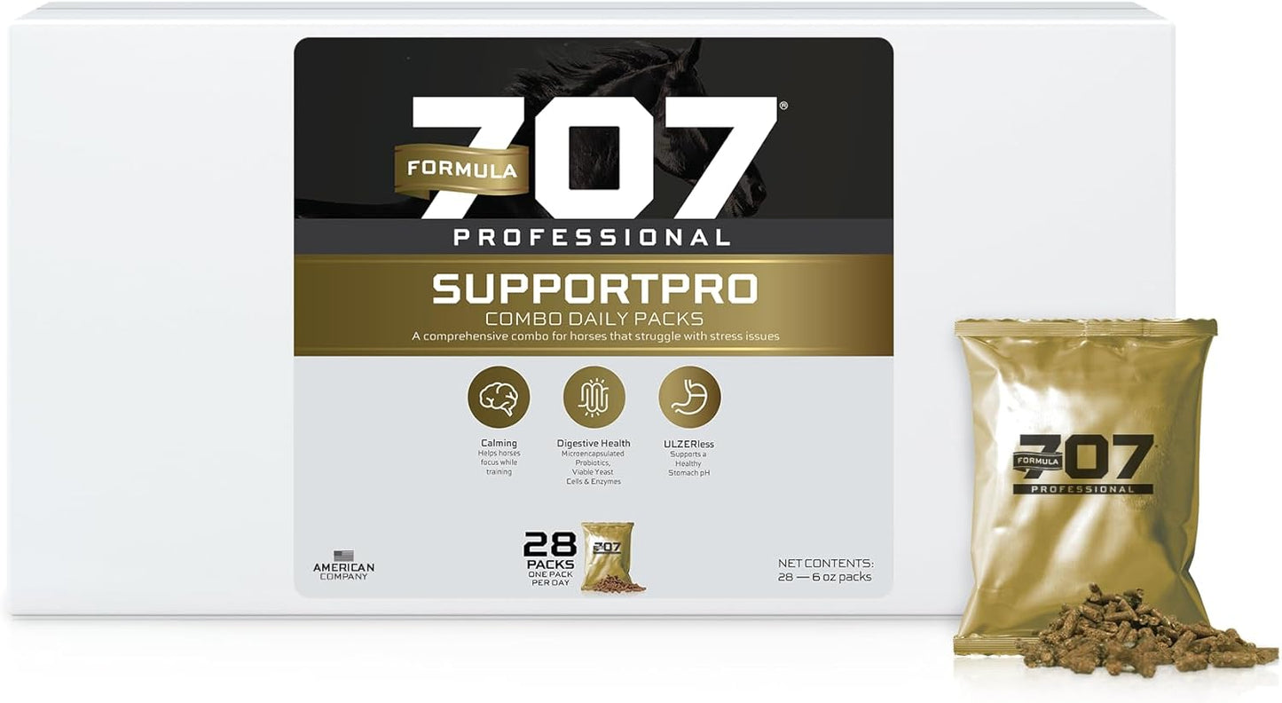Formula 707 Support Pro Daily Packs for Horses - 28 Day Supply - Calming, Ulcer Support, Hindgut Health, Focus & Stress Relief