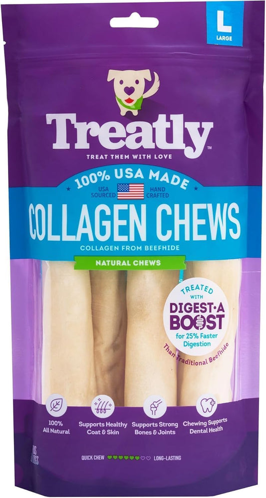 USA Collagen Rolls 9-10" Dog Chew Treats - Natural Flavor, 4 Count/1 Pack