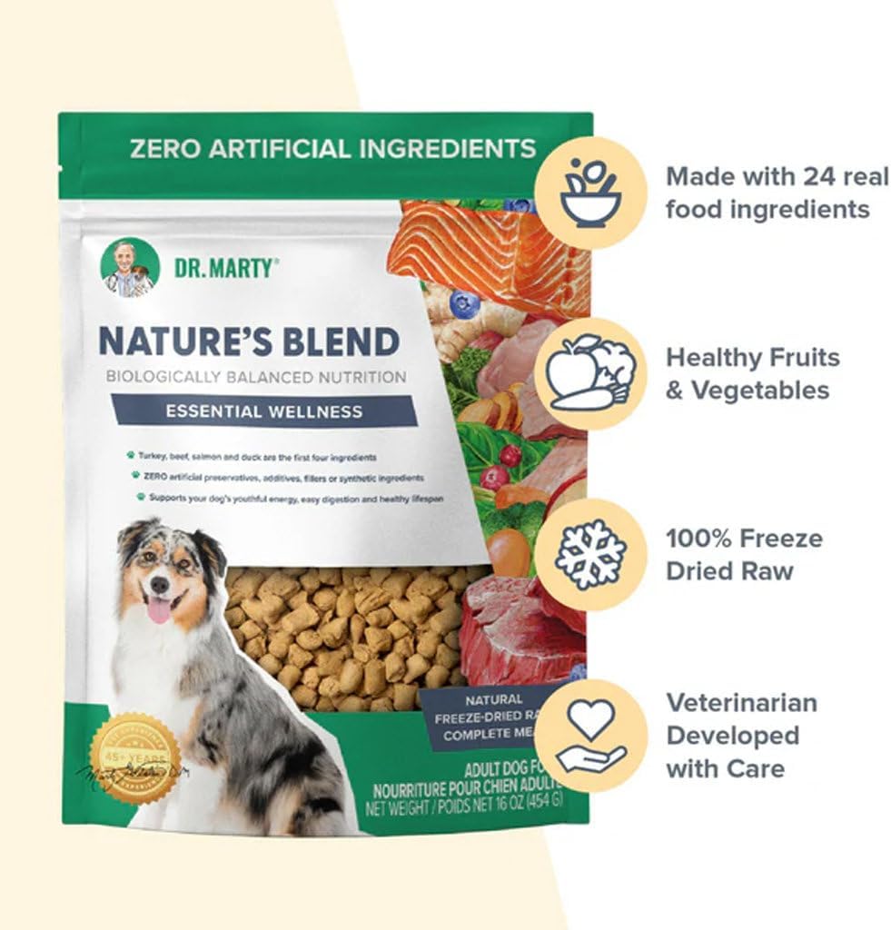 Dr Marty's Freeze-Dried Raw Dog Food - Premium High-Protein, Grain-Free Complete Nutrition - 16oz (3 Pack) - Vet-Formulated for All Breeds & Ages