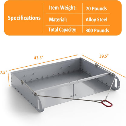 Pasture Manure Scoop, Tow Behind Manure Scoop for Horses Paddocks, Picks Up for Small Manure from Horse, Instead of a Manure Fork ATV Rake, Silver