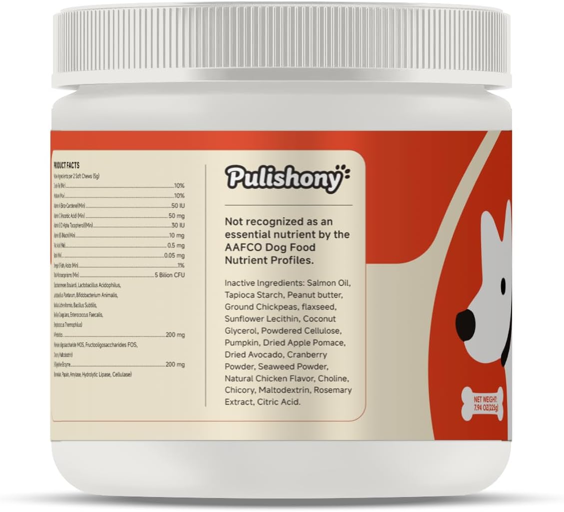 Probiotics for Dogs -Digestive Enzymes for Gut Flora, Digestive Health, Diarrhea & Bowel Support -9 in 1 Probictics- Dog Supplement Soft Chew for Pet Immune System - Chicken-（90Count）