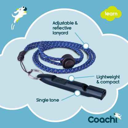 Coachi Training Whistle, Ideal for Obedience and Recall Training, Strong Clear Sound, Lightweight Polymer Material and Compact, Adjustable Reflective Lanyard, Suitable for Puppy & Dog Training (Navy)