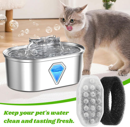 Cat Water Fountain Filters,Cat Fountain Replacement Filter Includes 8/16 Pet Replacement Filters 8/16 Sponges Compatible with 2/3/3.2/4LStainless Steel Pet Water Dispenser