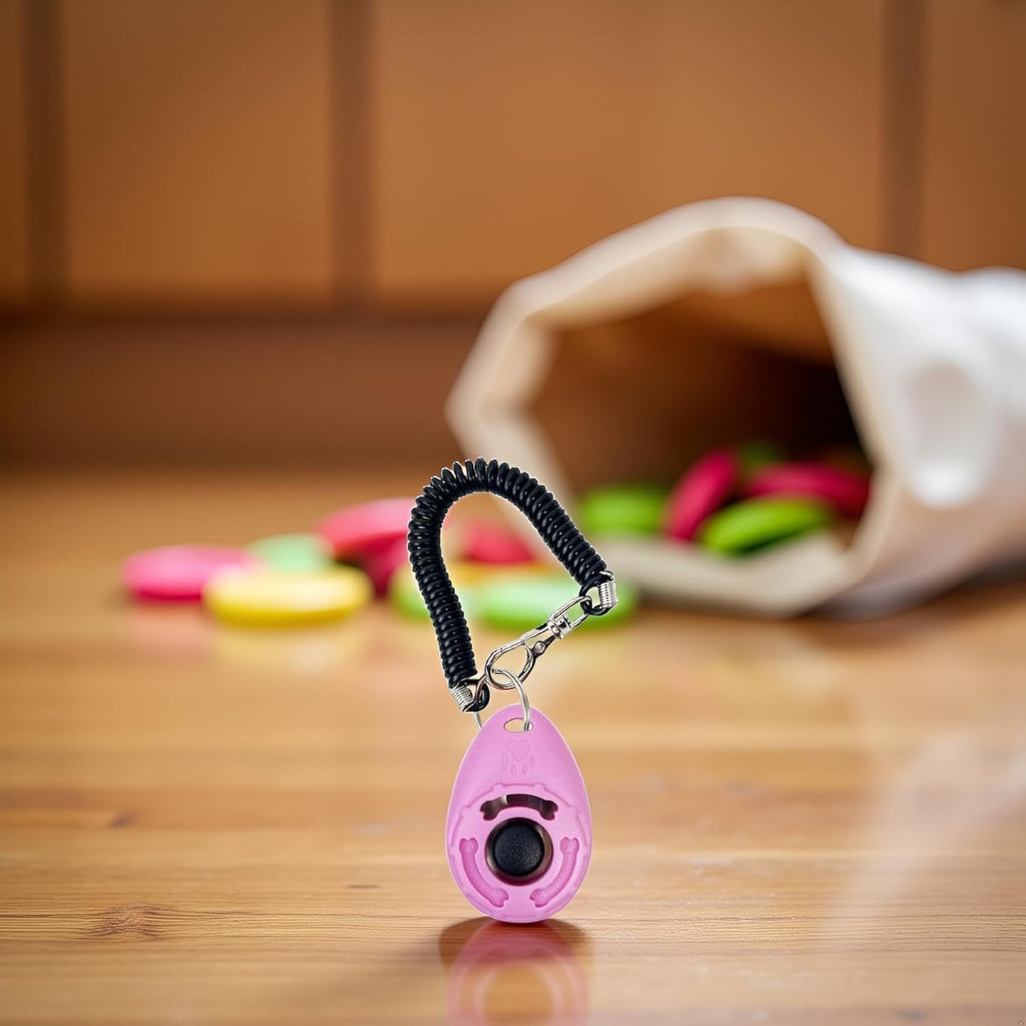 1pc Pink Clicker Easy to Use with Button Dog Training Accessories Strong and Long-Lasting,Training and Behavior Aids