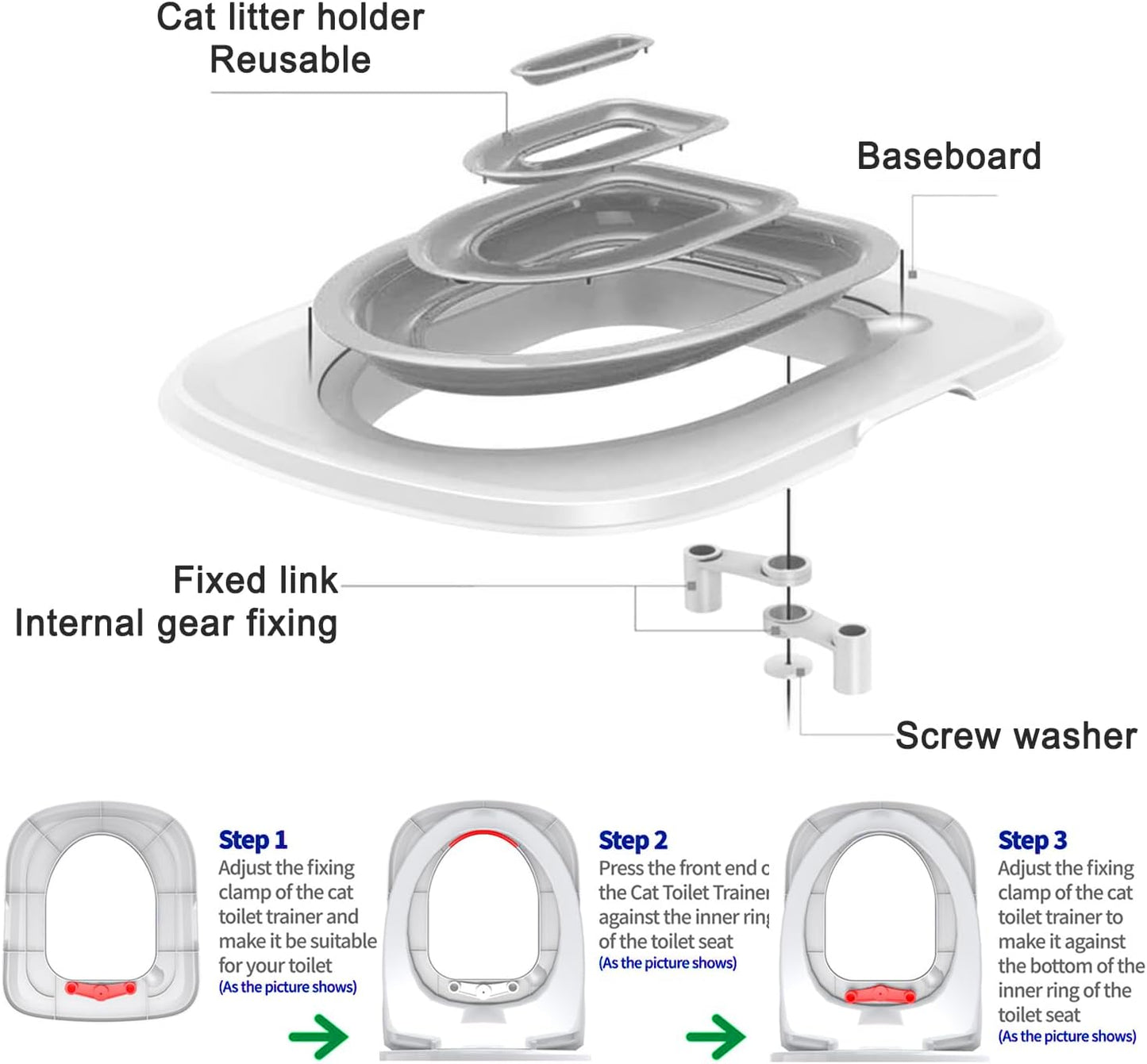 Cat Toilet Training Systems,Cat Toilet Training Kit,Reusable Plastic Trainer for Pet Cleaning with 1 Replaceable Cat Feather Toy,Litter Boxes (Pink)
