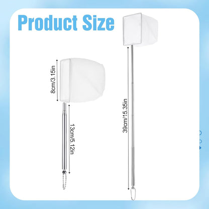 2 Pack Fish Tank Net 3 Inch Square Small Fish Net with Extendable Stainless Steel Handle Fine Mesh Shrimp Nets for Aquarium Tank Pond Bettas Debris Skimming