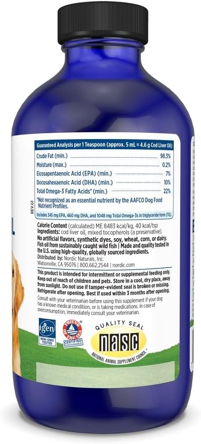 Nordic Naturals Omega-3 Pet Bundle - 2 oz Omega-3 Fish Oil for Small Dogs & Cats, 8 oz Pet Cod Liver Oil Promotes Heart, Skin, Coat, & Immune Health