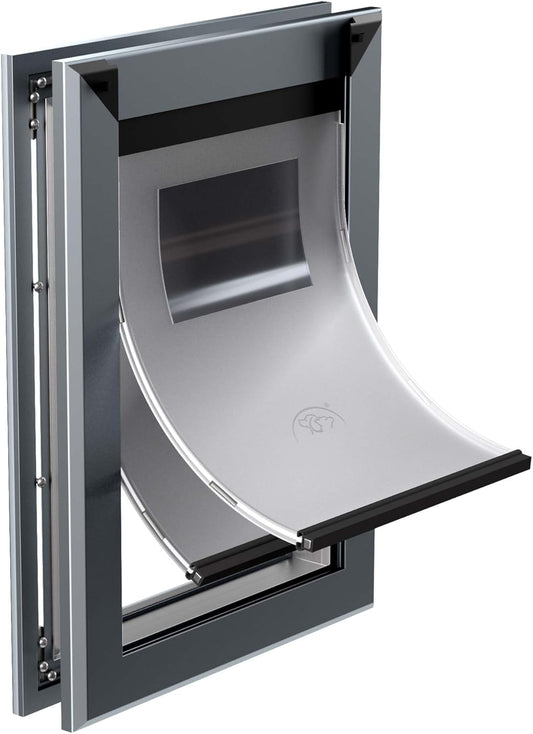 MAVRICFLEX Heavy Duty Dog Door with Double Sliding Lock Panels, Energy Efficient Large Doggie Door, Easy Installation, Two Magnetic Soft Flaps Doggie Door for Large Dogs Up to 100LBS