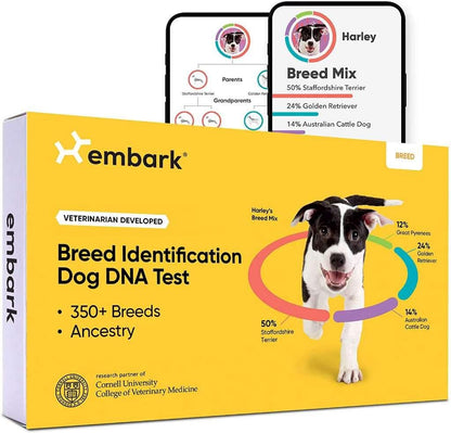 Embark Breed Identification Kit - Most Accurate Dog DNA Testing Kit - 99% Breed Ancestry Accuracy for Mixed Breed Dogs - Plus Relative Finder & Family Tree