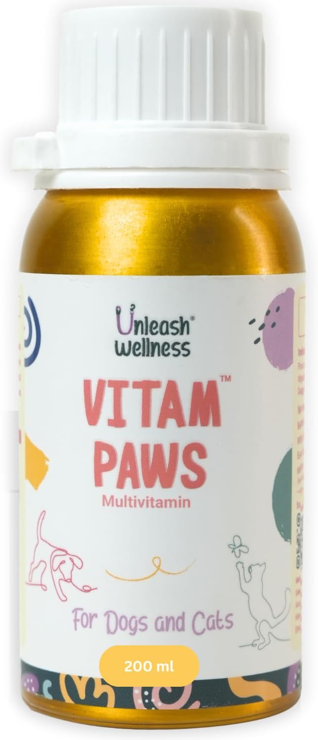 Vitam Paws Multivitamin for Dogs & Cats, Essential Vitamins & Minerals for Healthy Skin, Heart, Brain Function, Boosted Immunity & Growth, Suitable for All Breeds & Sizes (200ml)