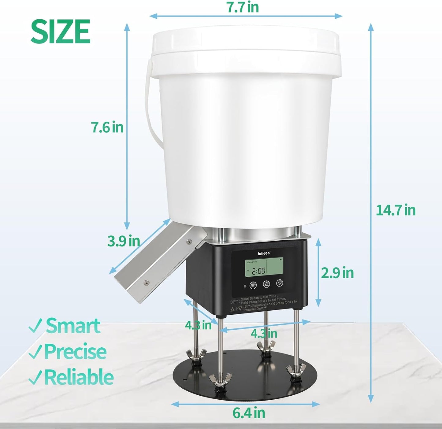 Automatic Fish Feeder for Pond, Briidea Outdoor Pond Feeder with 4L Capacity, Timed Feeding, Anti Clog System, Wildlife - Proof Design & Waterproof Housing