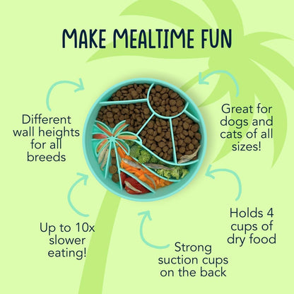 Loco Coco Interactive Slow Feeder Bowl - Silicone with Suction Cups, Dishwasher Safe - to Reduce Bloating, Anti-gulping, Improve Digestion, Dog Enrichment Game