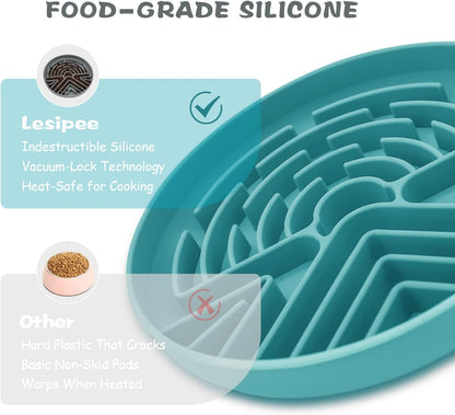 Lesipee Slow Feeder Dog Bowl for Large & Small Pets, Anti Choking Puzzle Dog Food Lick Mat with Non-Slip Base, Interactive Pet Slow Eating, Silicone Licking Mat Cat Feeding Bowl for Puppies & Cats