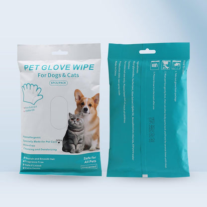 Pet Cleaning & Grooming Wipes Glove – Dual‑Side Pet Grooming Mitt for Dogs & Cats – Quick Fur & Dirt Removal, Gentle Natural Formula (Coconut Oil, Oat & Aloe), Soft & Moisturizing