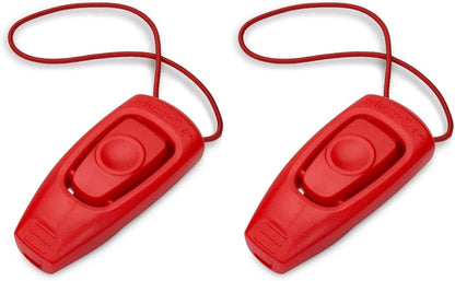 Company of Animals Whizzclick, Clicker and Whistle Combined, Recall and Reward Training, Wrist Strap, for All Dogs Including Sensitive Dogs and Puppies (Pack of 2)