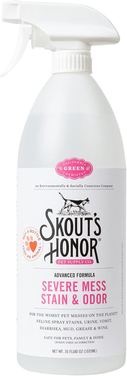 Skout's Honor Cat Severe Mess Stain & Odor Remover - Advanced Formula for Tackling the Worst Cat Messes, Eco-Friendly Formula for Carpets and Home, 35 oz