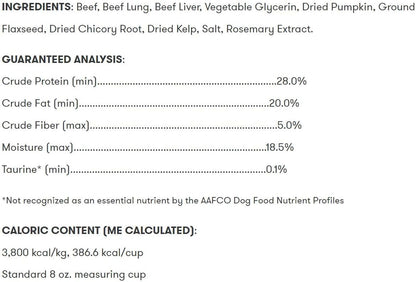 Only Natural Pet MaxMeat Holistic Air Dried Dry Dog Food Meal Topper - All Natural, High Protein, Grain Free and Limited Ingredient - Made with Real Meat - Beef with Pumpkin & Parsley 4 oz