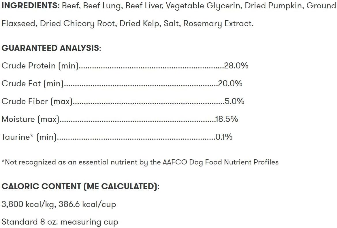 Only Natural Pet MaxMeat Holistic Air Dried Dry Dog Food Meal Topper - All Natural, High Protein, Grain Free and Limited Ingredient - Made with Real Meat - Beef with Pumpkin & Parsley 4 oz