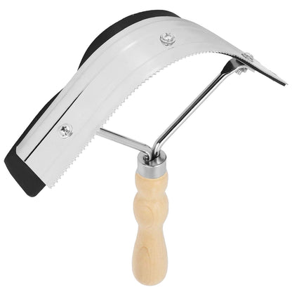 Horse Sweat Scraper With Wood Handle Non Slip Horse Cleaning Grooming Tool For Efficient Farm Animal Care And Durable Stainless Steel Rubber Edge Design