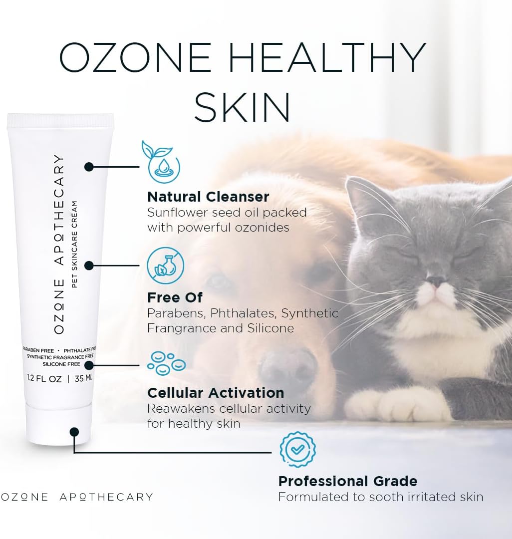 Pet Skin Cream Ozone Oil Infused Skincare Antibiotic-Free (Previously Pet Liniment 10%) Safe for Cats Dogs and All Pets