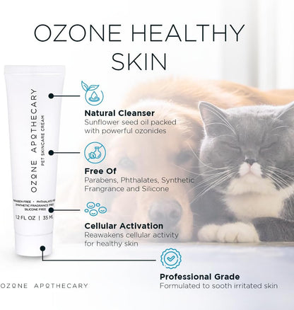Pet Skin Cream Ozone Oil Infused Skincare Antibiotic-Free (Previously Pet Liniment 10%) Safe for Cats Dogs and All Pets