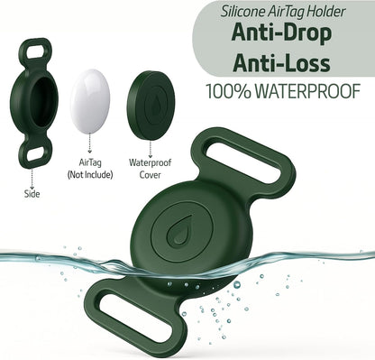 AirTag Holder Dog Collar for Large Medium Dogs, Adjustable Nylon Dog Training Collar with Quick Release Buckle, Reflective Heavy Duty Tactical Dog Collar with Handle (Army Green M)