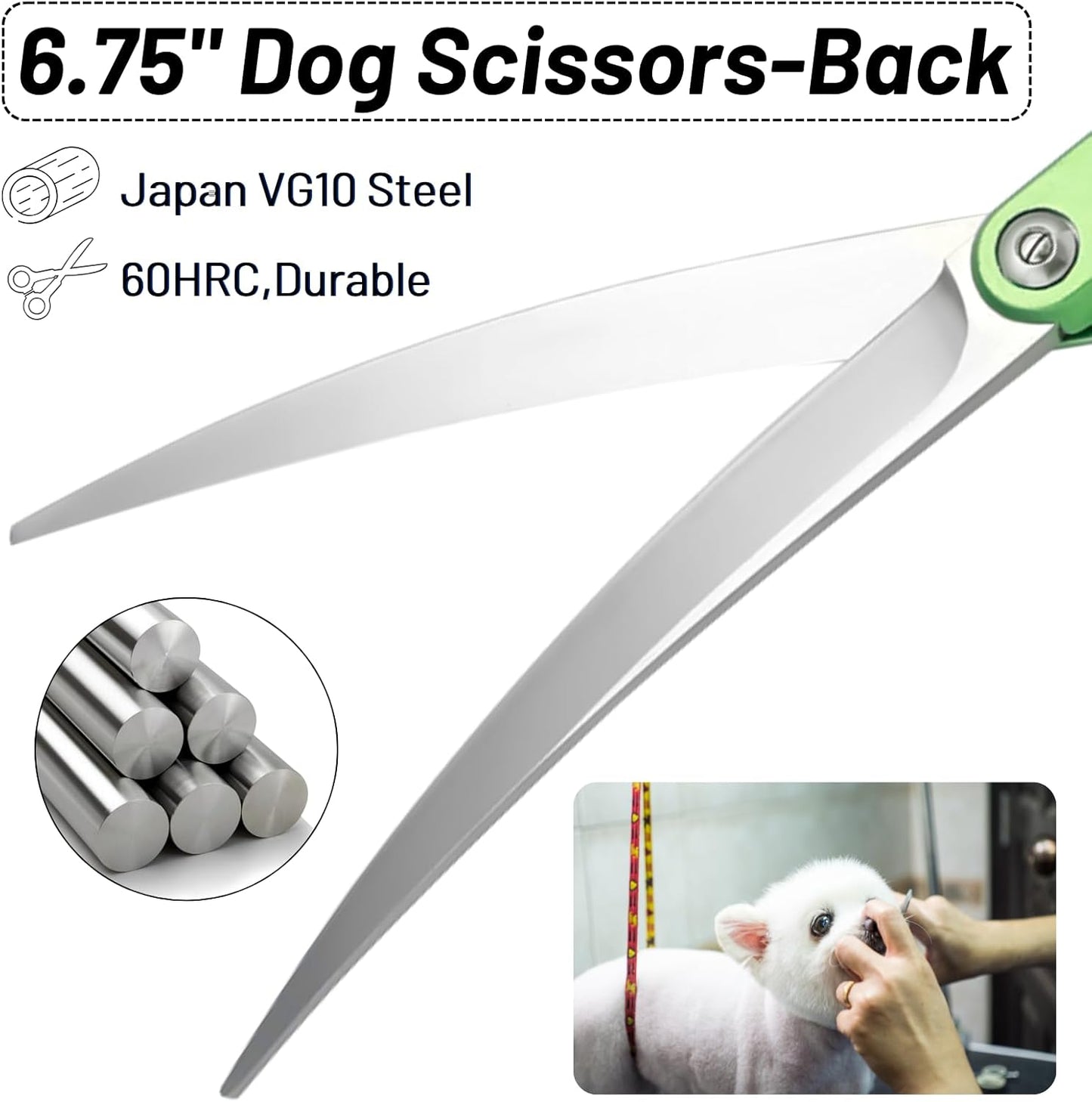 7.5in 24 Teeth Chunker & 6.75in Pink Curved Dog Grooming Scissors, Japan 30 Degree Bend, VG10 Steel Sharp Scissors for Dog Grooming, Professional Pet Thinning Shears for Dogs Cats on Face Paw