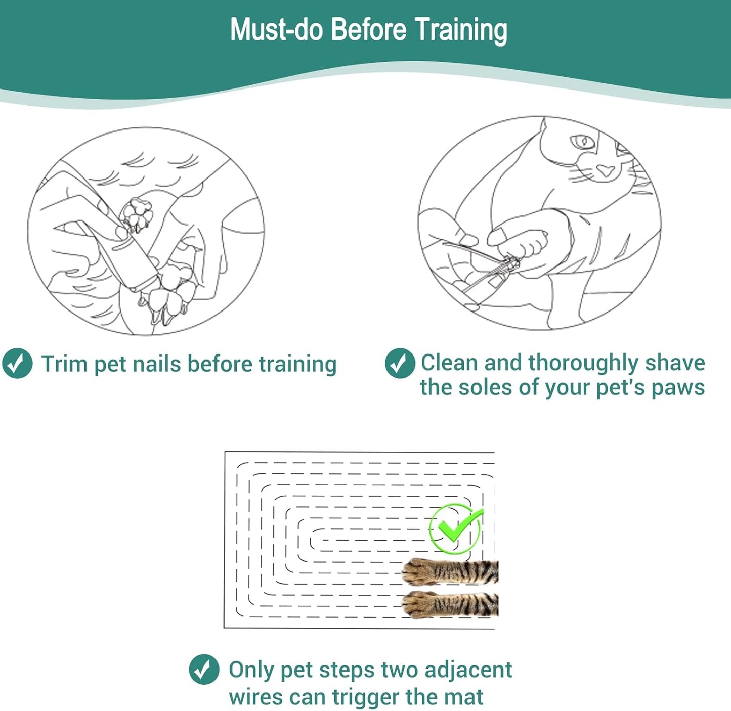 SEERWAY Scat Pet Shock Mat Indoor, Safe Shock Training Pads for Dogs and Cats, Electric Repellent Mat Keeps Pets Off Couch, Sofa, Counter Top, 3 Training Modes, 60"x12" Rectangular, Battery Operated